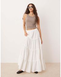 ASOS - Gonna Lunga A Balze Bianca Con Dettagli Arricciati - Lyst