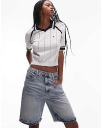 Tommy Hilfiger - Pantalones Cortos Vaqueros Holgados De Estilo Bermudas Con Lavado Descolorido Mia De -Azul - Lyst