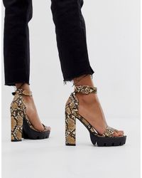 simmi vanessa snake clear detail toe loop heeled sandals
