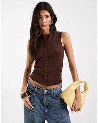 ASOS - Button Down Boat Neck Top - Lyst