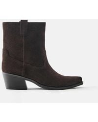 Pull&Bear - Leren Cowboy Enkellaarzen - Lyst