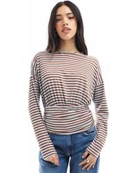ASOS - Asymmetric One Shoulder Long Sleeve Top With Cinch Waist Detail - Lyst