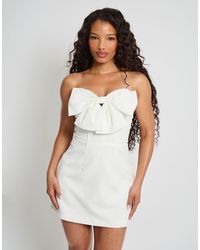 Public Desire - Bow Tailored Tulip Mini Dress White - Lyst