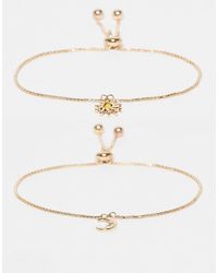 ASOS - Confezione Da 2 Bracciali Dorati Con Charm A Forma Di Sole E Luna - Lyst