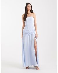 TFNC London - Bridesmaid Chiffon Sleeveless Drop Waist Twist Detail Thigh Split Maxi Dress - Lyst