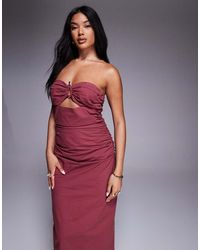 4th & Reckless - Linen Look Bandeau Gold Hardware Detail Cut-out Maxi Dress - Lyst