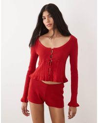 Miss Selfridge - Knitted Scallop Short Co Ord - Lyst