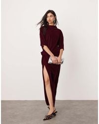 ASOS - – maxi-t-shirt-kleid aus samt - Lyst