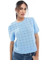 Vero Moda - Gehaakte Top Met Korte Mouwen En Knopen - Lyst