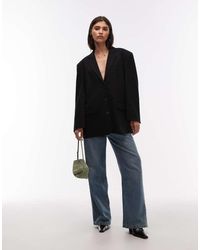 ASOS - Americana Negra Extragrande Con Botonadura Simple De - Lyst