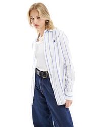 Polo Ralph Lauren - Camisa blanca a rayas azules con logo - Lyst