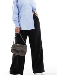 ASOS - Pantalones De Sastre Negros De Pernera Recta Holgada De Asos Design Curve - Lyst