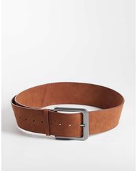 ASOS - Riem Van Imitatiesuède Met Lage Taille En Brede Vierkante Gesp - Lyst