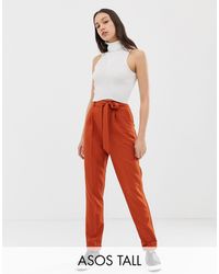 ASOS Брюки Со Складками И Поясом Оби - Красный