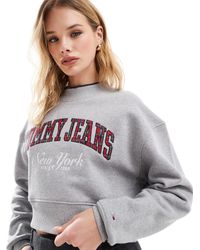 Tommy Hilfiger - High Neck Varsity Crop Sweatshirt - Lyst