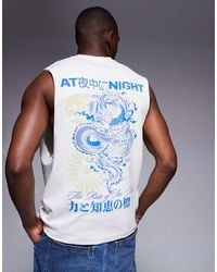 River Island - Japanese Moon And Dragon Back Print Tank - Lyst