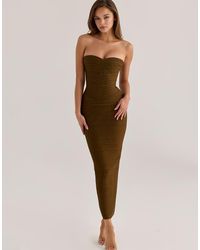 House Of Cb - The Sweetheart Shimmer Strapless V Waist Bandage Maxi Dress - Lyst