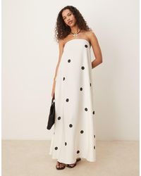 ASOS - Maxi Bandeau-Jurk Van Cupro Met Stippenprint - Lyst