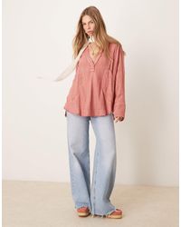 Free People - Relaxed Oversized Striped Shirt - Lyst