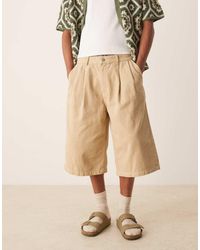 ASOS - Pantaloncini Taglio Lungo Con Pieghe Doppie - Lyst
