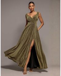 Goddiva - Crossover Lurex Glitter Maxi Dress - Lyst