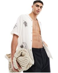 ASOS - Relaxed Revere Shirt With Tattoo Embroidery - Lyst