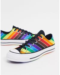 converse pride chuck taylor hi all star white and rainbow lightning bolt trainers