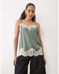 Abercrombie & Fitch - Satin Lace Detail Cami Top - Lyst