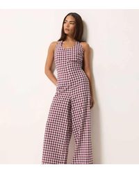 PixieGirl - Petite Gingham Wide Leg Jumpsuit - Lyst