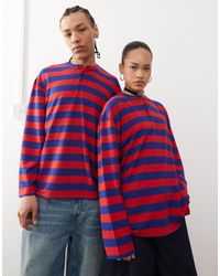 Reclaimed (vintage) - Unisex Stripe Henley Long Sleeve Top - Lyst