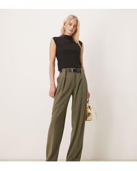 ASOS - Tall Tailored High Waist Belted Straight Leg Trousers - Lyst