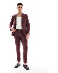 ASOS - Pantalones De Traje De Corte Pitillo De Tejido Elástico En Cuatro Direcciones De -Marrón - Lyst