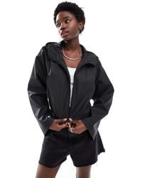 ASOS - Croppped Rubberised Rain Jacket With Hood - Lyst