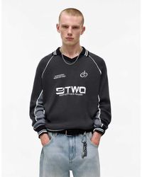Pull&Bear - Polo A Maniche Lunghe Grigia - Lyst