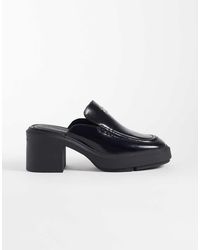 Calvin Klein - Leather Block Heel Mules - Lyst
