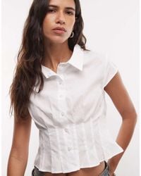 Collusion - Fitted Cap Sleeve Shirt With Pleat Detail - Lyst