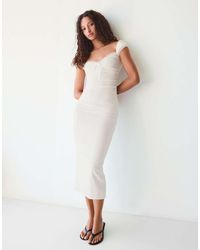 Bershka - Lace Crinkle Midi Dress - Lyst