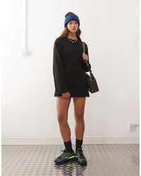 Monki - Cinched Waist Long Sleeve Mini T-shirt Dress - Lyst