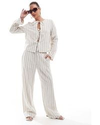Pieces - Linen Touch High Waist Wide Leg Trouser Co-ord - Lyst