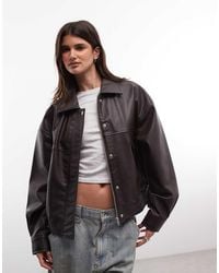 Noisy May - Faux Leather Bomber Jacket - Lyst