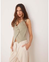 ASOS - Jersey Twill Asymmetric Waistcoat Top - Lyst