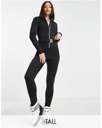 Threadbare - Tall - tuta jumpsuit da sci nera con cintura - Lyst