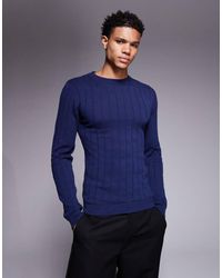 ASOS - Muscle Fit Long Sleeve Knitted Rib T-shirt - Lyst