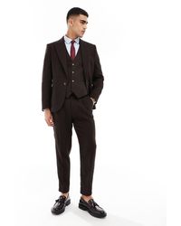 ASOS - Toelopende Pantalon Van Wolmix Keperstof - Lyst