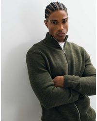 SELECTED - Jersey De Punto Acanalado Con Doble Cremallera En Caqui-Verde - Lyst