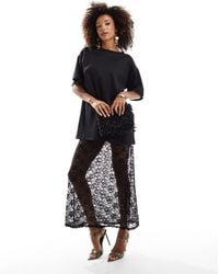 ASOS - – 2-in-1–t-shirt und midi-trägerkleid aus spitze - Lyst