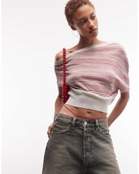 Collusion - Off Shoulder Shimmer Stripe Top - Lyst