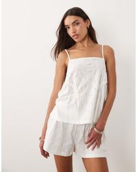 ASOS - Tie Side Pleat Detail Broderie Singlet - Lyst