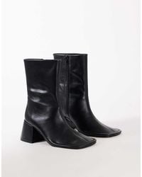 TOPSHOP - Pamela Real Leather Block Heel Ankle Boot - Lyst