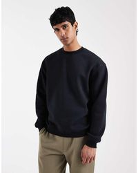 ASOS - Sudadera Negra Básica De Corte Cuadrado Holgado Essentials De - Lyst